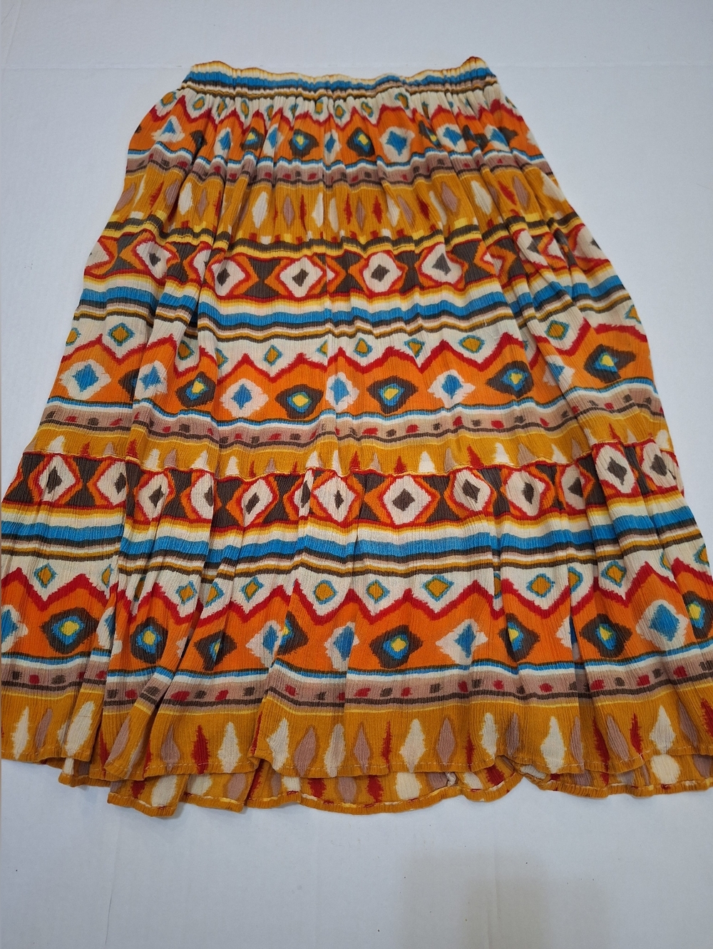 Vintage Size M Broomstick Midi Skirt Colorful Print Boho Hippie Western